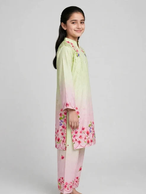 Girls Green Pink Co Ord Set