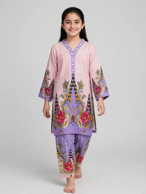 Girls Purple Floral Co Ord Set