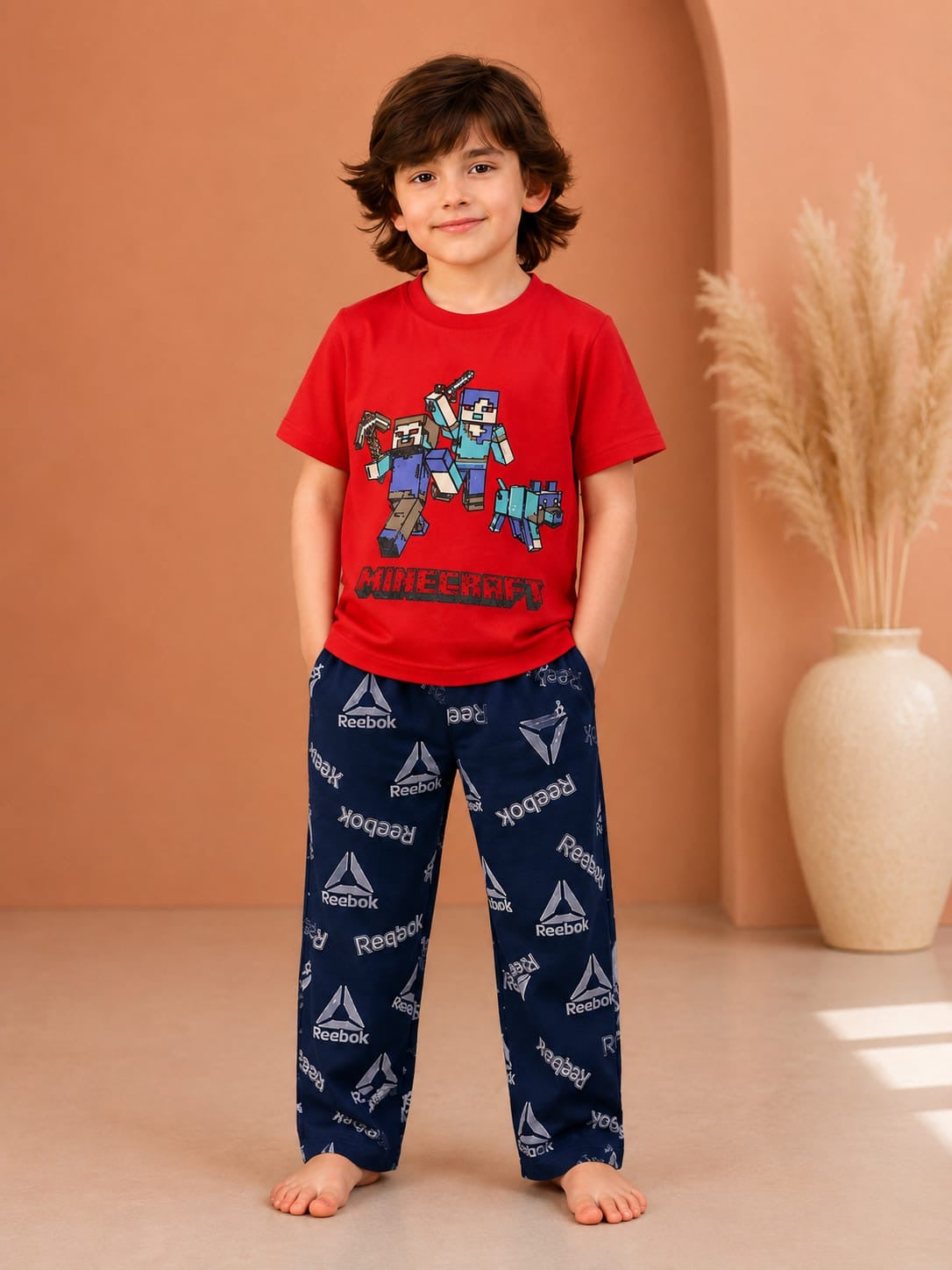 Kids Gaming Character Print Cotton Pajama Set | Soft & Comfortable Night Suit for Boys
