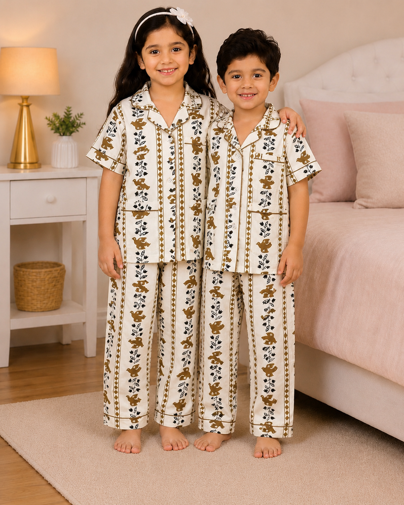 Dreamy Pals Kids Cotton Night Suit – Soft & Breathable Printed Pajama Set for Boys & Girls