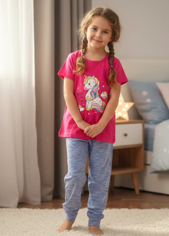Girls Unicorn Print Night Suit