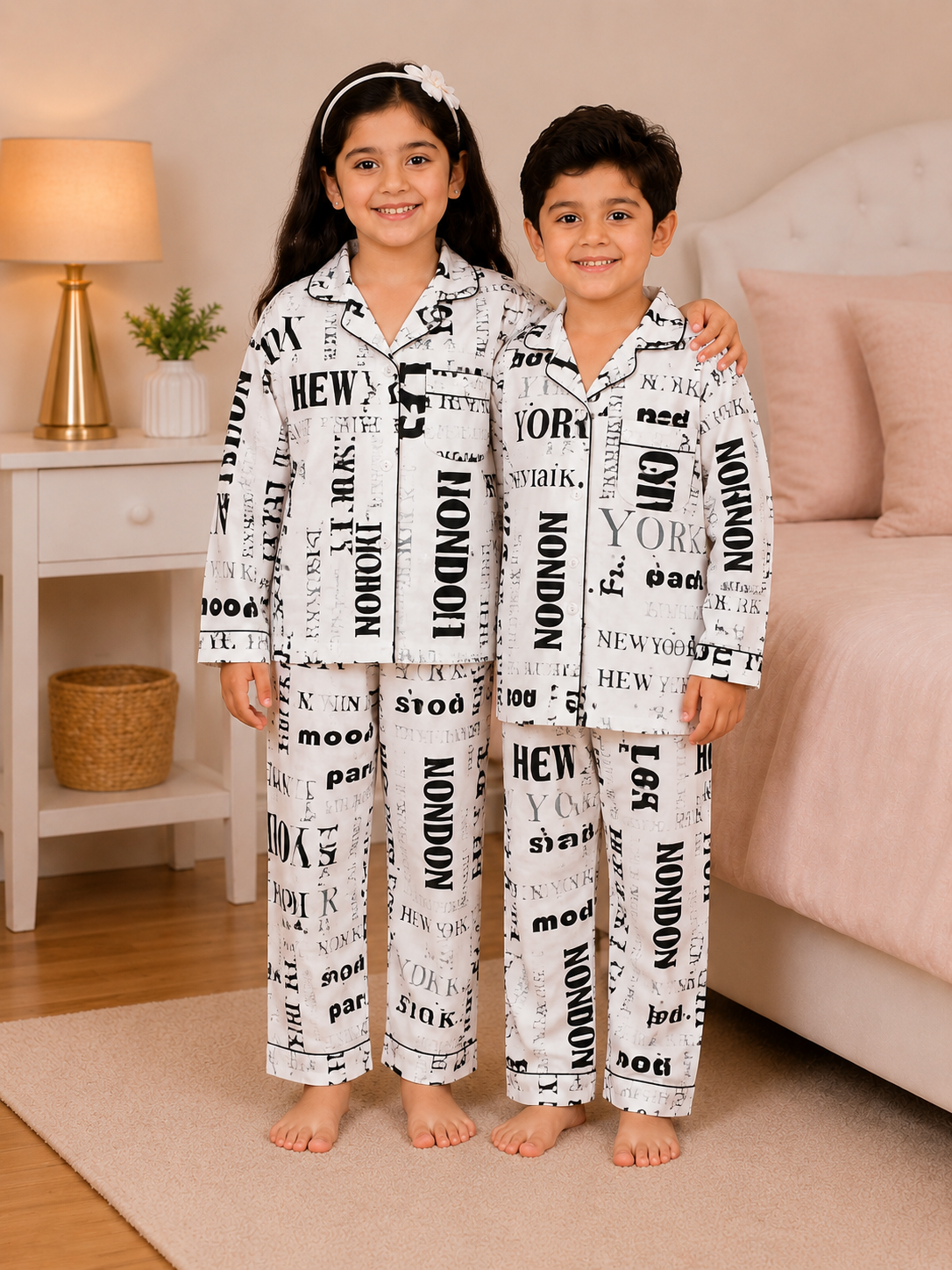 Dreamy Words Kids Cotton Night Suit – Unisex Pajama Set