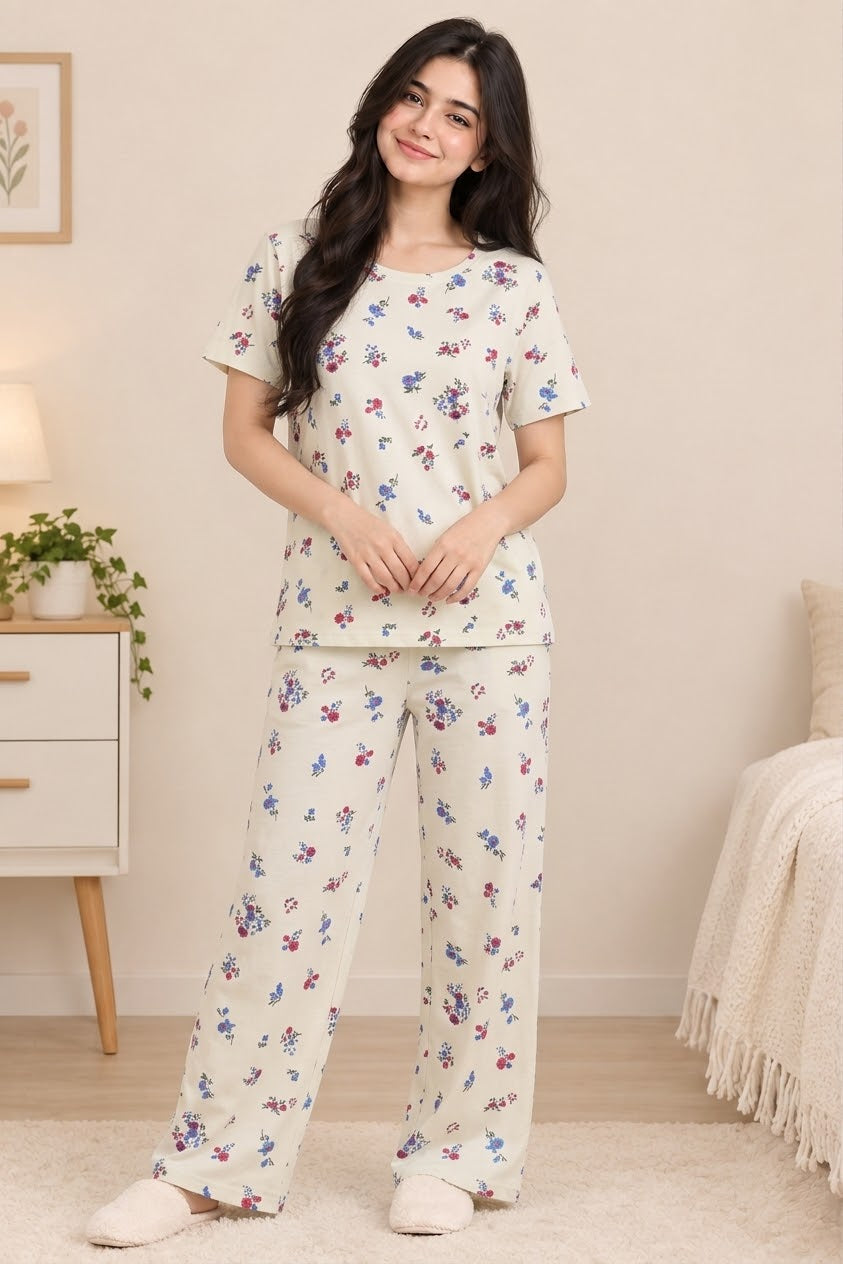 Women’s Floral Printed Short Sleeve Pajama Set