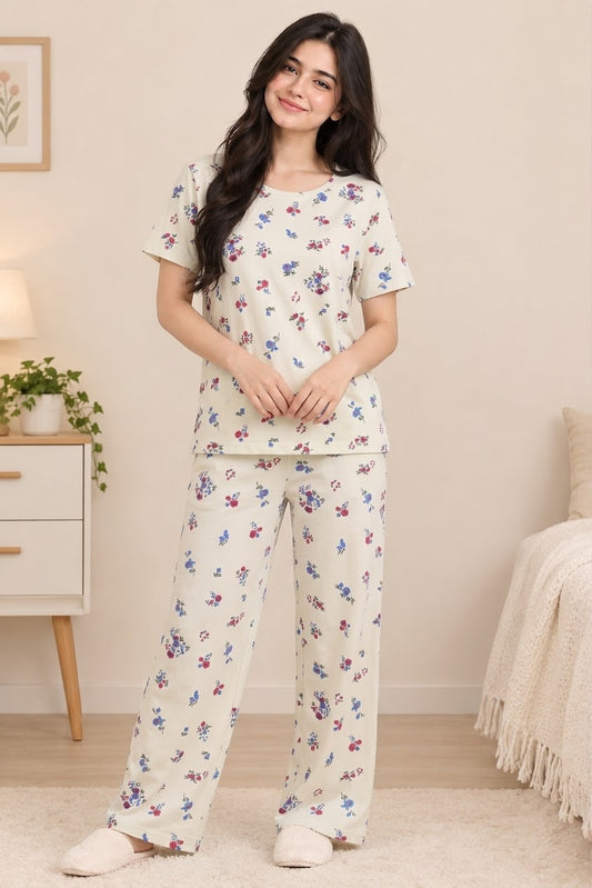 Women’s Floral Printed Short Sleeve Pajama Set